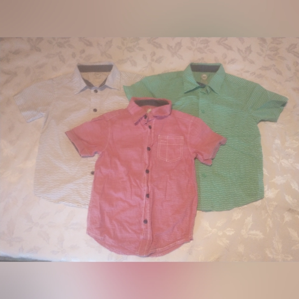 Wonder Nation Boys Button Down Short Sleeve Dress Shirt 3 Piece Lot Size XS 4-5